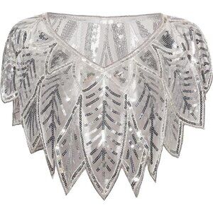 1920s Shawl Wraps Sequin Beaded Evening Cape Bridal Shawl